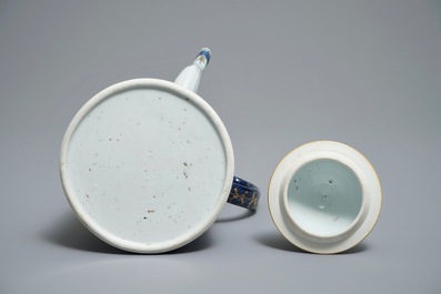 A Chinese blue and white 'Pronk'-workshop chocolate pot with insects after Merian, Qianlong, ca. 1740