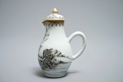 A Chinese grisaille and gilt milk jug and cover &quot;The Resurrection&quot;, Qianlong