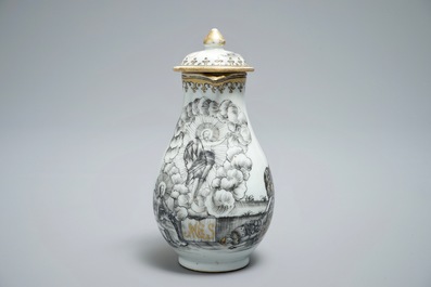 Un pot &agrave; lait en porcelaine de Chine &agrave; d&eacute;cor en grisaille de 'La R&eacute;surrection', Qianlong