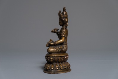 A Chinese bronze figure of Buddha Vajrasattva, 19th C.
