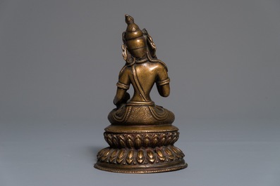 A Chinese bronze figure of Buddha Vajrasattva, 19th C.