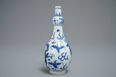 A Chinese blue and white 'dragon' vase, Transitional period