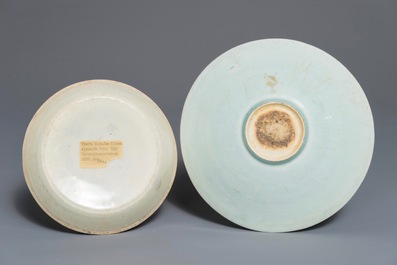 A Chinese Dingyao dish and a Qingbai bowl, Song or later