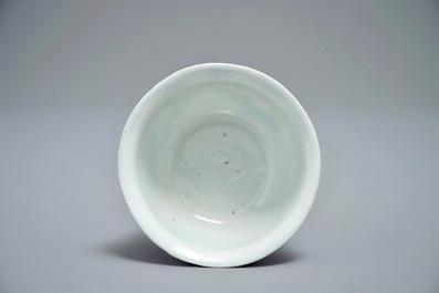 A Chinese blue and white stem cup, Chongzhen