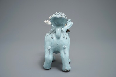 A Chinese Shiwan glazed pottery model of a qilin, 19/20th C.