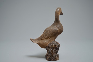 Un mod&egrave;le d'un canard en terre verniss&eacute;e de Shiwan, Chine, 19/20&egrave;me