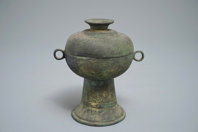 A Chinese archaistic bronze 'dou' vessel, Warring States Period or later