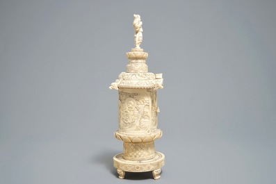 A fine Japanese carved ivory zushi altar shrine, Meiji, 19th C.