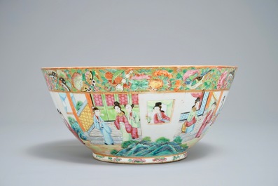 A large Chinese Canton famille rose bowl, 19th C.