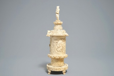 A fine Japanese carved ivory zushi altar shrine, Meiji, 19th C.