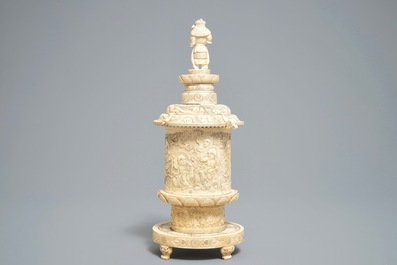 A fine Japanese carved ivory zushi altar shrine, Meiji, 19th C.