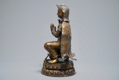 A large Nepalese bronze model of Garuda, 19th C.