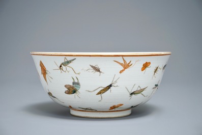 A Chinese famille rose bowl with various insects, Guangxu mark, 19/20th C.