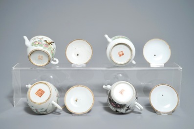19世纪 粉彩茶壶 四件