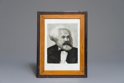 Drie Chinese plaquettes met communistische portretten van oa. Marx, 20e eeuw