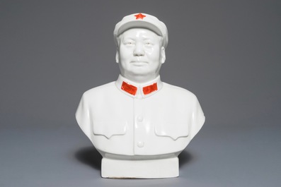 Un buste de Mao Zedong en porcelaine de Chine, 2&egrave;me moiti&eacute; du 20&egrave;me