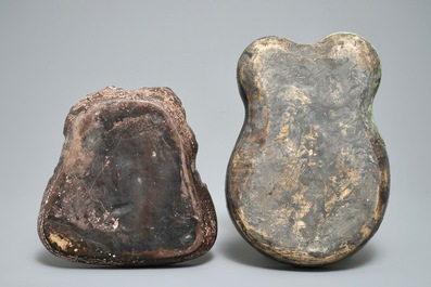 Two large Chinese Duan ink stones, 19/20th C.