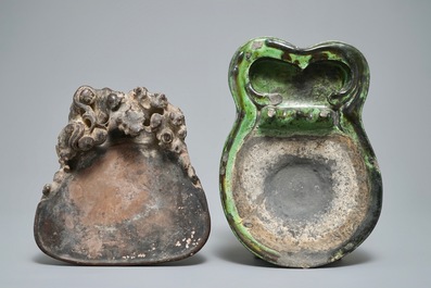 Two large Chinese Duan ink stones, 19/20th C.