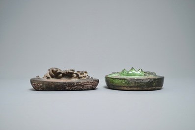 Two large Chinese Duan ink stones, 19/20th C.