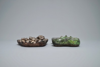 Two large Chinese Duan ink stones, 19/20th C.