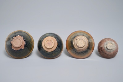 Four various Chinese Jian yao temmoku tea bowls, Song or later