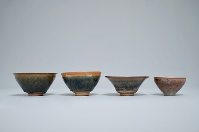 Four various Chinese Jian yao temmoku tea bowls, Song or later