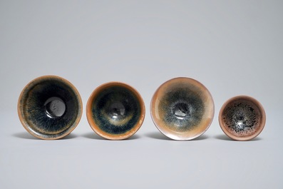 Four various Chinese Jian yao temmoku tea bowls, Song or later