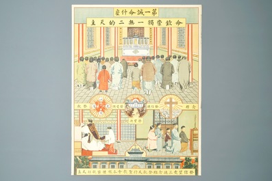 Nine large lithographs by catholic missionaries or Jesuits in China, 19/20th C.