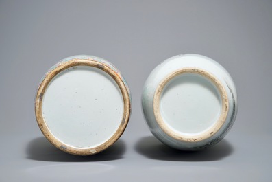十九世纪到二十世纪       粉彩 瓷瓶  两件   大瓷碗