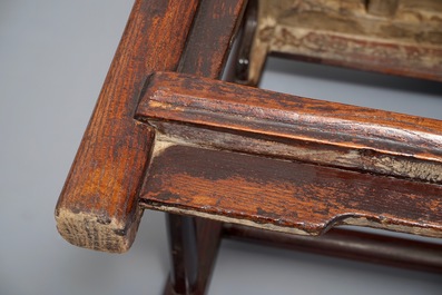 A Chinese wooden yoke-back chair, 19/20th C.