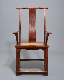 A Chinese elm wood &quot;official's hat&quot; armchair, 19th C.