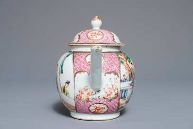 Un service &agrave; th&eacute; en porcelaine de Chine famille rose &agrave; d&eacute;cor mandarin, Qianlong