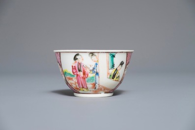Een Chinees famille rose theeservies met mandarijns decor, Qianlong