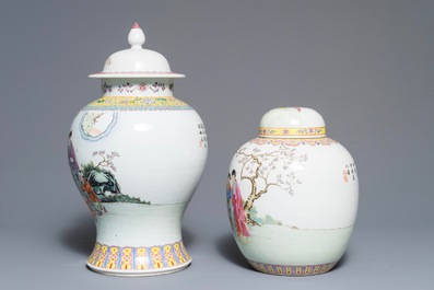 二十世纪 乾隆 粉彩陶瓷罐和瓷瓶