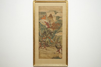 十九世纪   绢本人物风景画