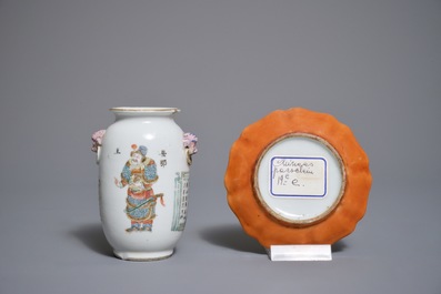 A varied lot of Chinese famille rose porcelain, 19th C.