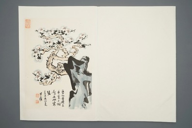 Een groot Chinees album met schilderingen van bloesemtakken, 19/20e eeuw