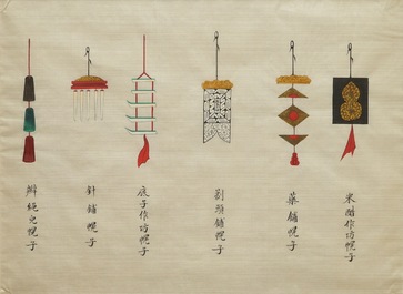 Eight Chinese paintings of ornaments and symbols, 19th C.