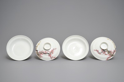Four Chinese famille rose covered bowls, 19/20th C.