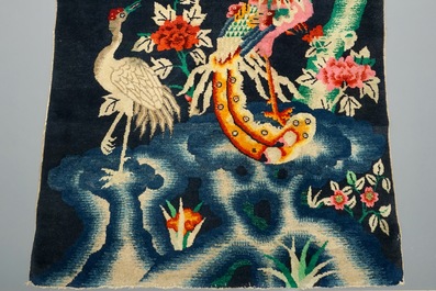 A Chinese 'phoenix and crane' carpet, Republic, 1st half 20th C.