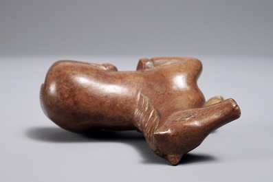 A Chinese bronze scroll or paper weight shaped as a recumbent horse, 19/20th C.