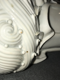 A Chinese Dehua blanc de Chine figure of Damo, Boji yuren merk, 19th C.