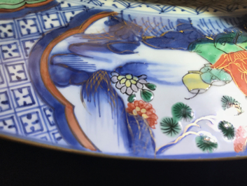 A Chinese verte-Imari 'Provinces' dish with the arms of Malines, Kangxi/Yongzheng