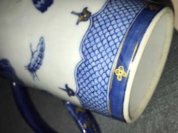 A Chinese blue and white 'Pronk'-workshop chocolate pot with insects after Merian, Qianlong, ca. 1740