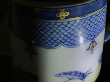 A Chinese blue and white 'Pronk'-workshop chocolate pot with insects after Merian, Qianlong, ca. 1740