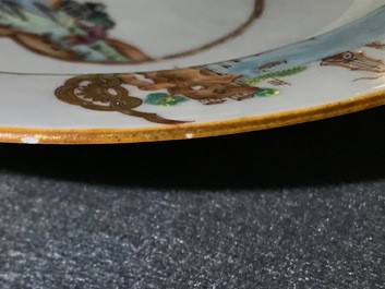 A pair of Chinese famille rose armorial English market plates, Qianlong