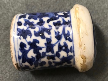 Twelve Chinese blue and white cane handles or scroll painting ends, 18th C. and later