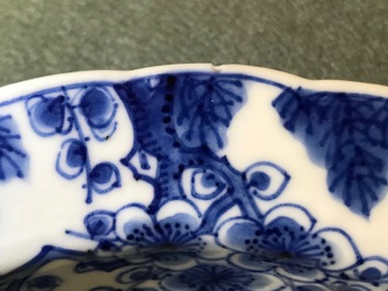 A pair of Chinese blue and white deep plates with Long Eliza and a boy, Kangxi