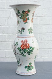 A Chinese famille verte yenyen vase with birds and flowers, Kangxi