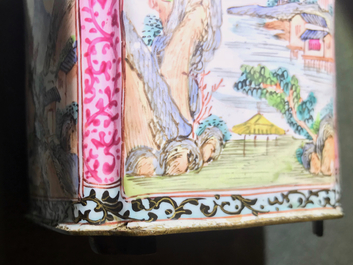 A Chinese Canton enamel tea caddy and cover, Qing